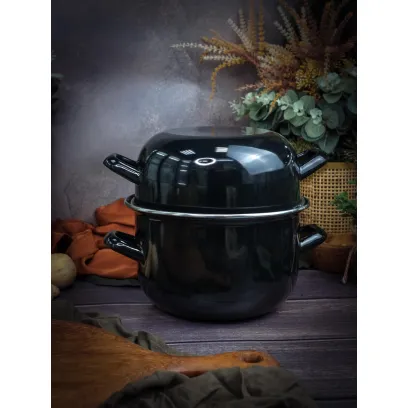 Кастрюля для мидий черная 0,9 л h 13,5cm d 12cm