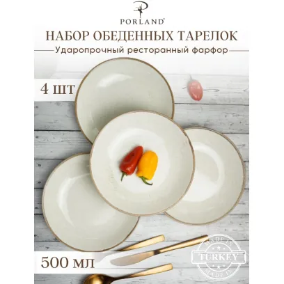 Porland Набор глубоких тарелок  21 см (4 предмета), 500 мл, бежевый