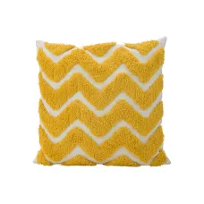 Подушка декоративная 45X45XH10CM, текстиль, цвет желтый / белый