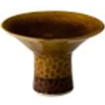 Блюдо на ножке 18 см, декор gold brown, Raw Design by RBC